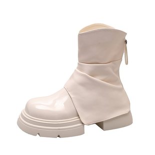 Fried Street Super Fire Thick Bottom All-match Black Short Boots Women's Spring and Autumn Single Boots 2024 New High-end American Fashion Boots