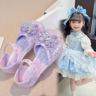 Girls Crystal Sandals 2025 Summer New Children's Shoes Baby Shoes Girl Soft-soled Princess Shoes