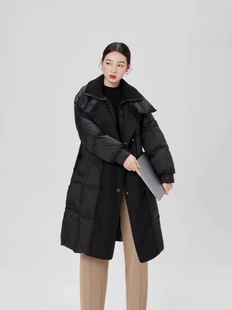 European Spliced down Jacket Women's Mid-Length 2024 Winter New Style This Year's Popular Thickeneded Warm White Duck down Jacket