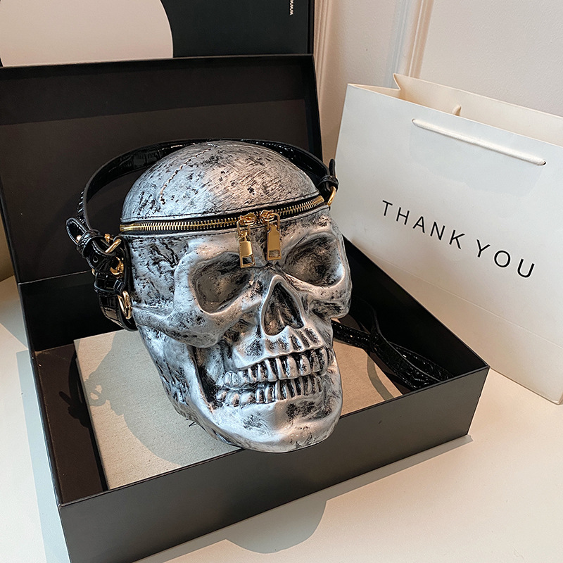 Cross-Border Bag Women's New European and American Halloween Funny Skull Bag Foreign Trade Spoof Portable Shoulder Crossbody Bag