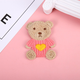 Autumn and winter love bear bear wool knitted embroidery clothing accessories accessories headdress milk cotton embroidery accessories batch