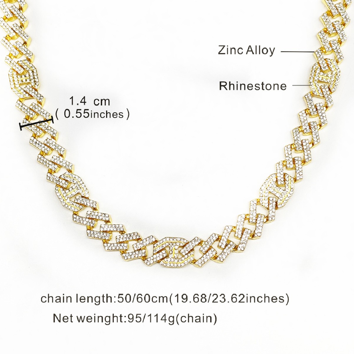 Men's Stainless Steel Cuban Link Chain Necklace – 14mm Thick, 24 Inch Length, Silver Hip Hop Style By Bling Cartel