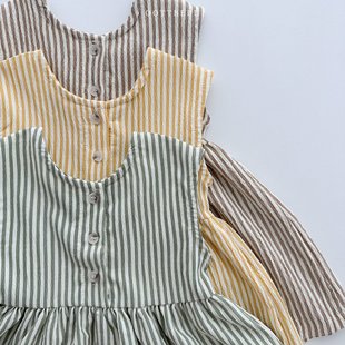 Baby summer vest skirt striped 2023 new sleeveless T-shirt foreign style children's dress Korean baby skirt