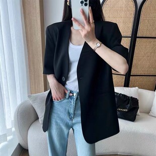 In stock special offer Zhuoya dancer intellectual commuter style small suit V-neck one button short sleeve coat suit 51260