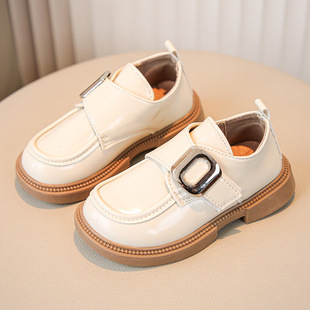 Girls Small Leather Shoes British Style 2024 Autumn New All-match Girls Black Single-layer Shoes Performance Small Leather Shoes