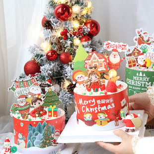 Christmas Cake Decorative Card Mafen Cup Box Edge Cup Set Cake Layout Decorative Card Christmas Plug-in