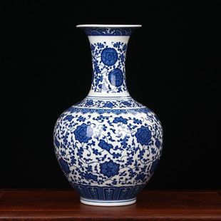 Jingdezhen New Blue and White Porcelain Vase Ornaments Flower Arrange Antique Rack small size Gourd Antique Craft Ceramic Flowers