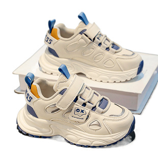 Boys' shoes 2024 new autumn and winter big children fried street running sneaker children's soft bottom torre small white shoes