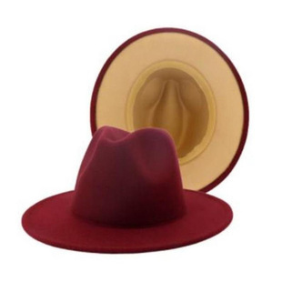 New outdoor woolen top hat, red, black, two-color hat, double-matching Jazz hat, cashmere felt hat