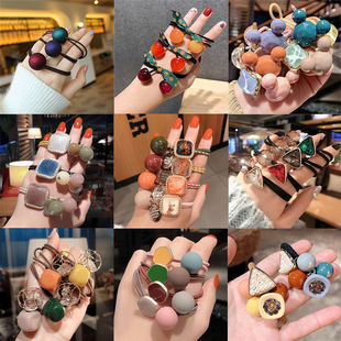 South Korea Dongdaemun Tie Hair Rubber Tendon Elegant Women's Fruit Pendant Hair Ring Internet Celebrity Ball Hair Rope Headdress