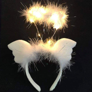 Children's Luminous Toy Flash Feather Angel Head Buckle Fox Ear with Light Headwear Hair Band Wreath Stall Night Market