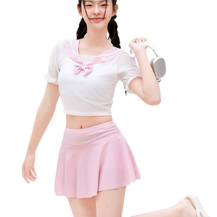 [Girl Baby] Swimsuit Women's Split Sports Two-piece Skirt Hot Spring Skirt Student's Vitality Swimsuit
