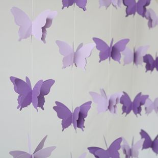 3D butterfly paper string three-dimensional gradient pull flower pull flag birthday wedding decoration Christmas party party supplies hanging decoration