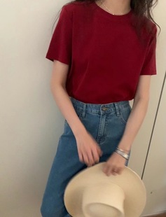 40 pieces 94 cotton combed cotton live broadcast quality cream color short-sleeved T-shirt women's summer undershirt top simple