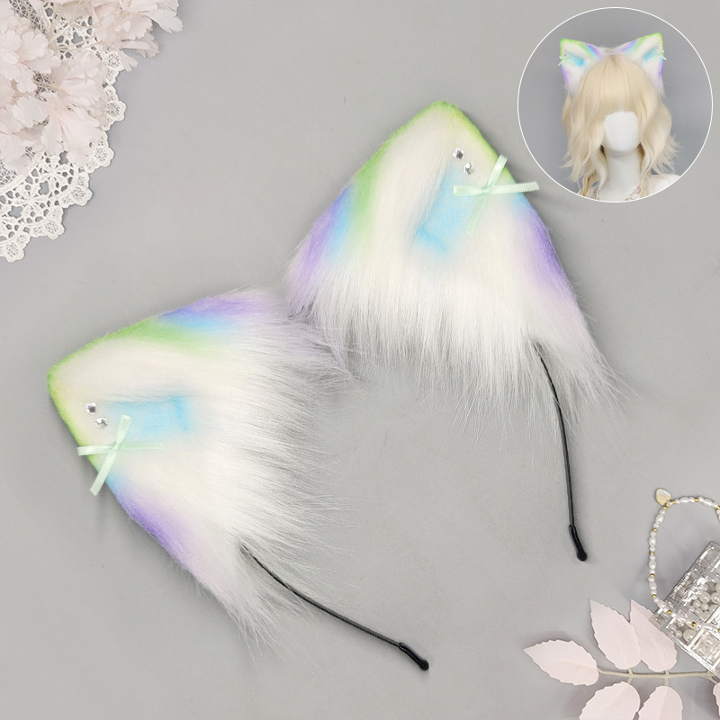 Dopamine Colorful Gradient Cat Ear Headband Female Anchor Cos Headwear Colorfulful Macaron Lolita Animal Ear Hair Accessories