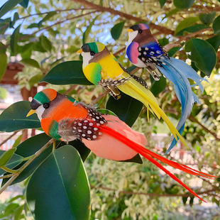 Bird Real Feather Potted Garden Decoration Colorfulful Fake Bird Ornaments Hanging Tree Identical to Bird's Nest Bird Eggs