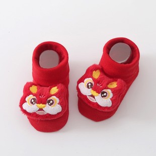 Spring and Autumn Spanish Western-style Children's Socks Fontanelle Hair Belt All-match Bow Socks Red New Year Socks