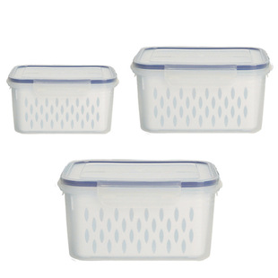 Cross-border Amazon Plastic Draining Preservation Box Household Kitchen Refrigerator Freezing Storage Box Outdoor Draining Basket