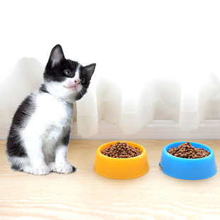 Candy color pet rice bowl cat food bowl cat food bowl Puppy Kitten plastic single Bowl round cat food dog food bowl