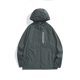 New Men's Outdoor Sunscreen Clothing Summer Hooded Skin Clothing Cool-feeling Breathable UV-resistant Sunscreen Clothing Men's Windbreaker