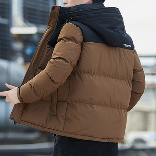 Graphene Cotton Clothes Men's Winter New Thickened Warm Hooded Contrast Color Cotton Coat Coat Winter Clothing Cold Warming Men's Cotton
