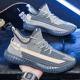 Summer Mesh Breathable Coconut Shoes 2024 New Men's Shoes All-match Casual Trendy Fly-knit Shoes Men's Sports Shoes for Students