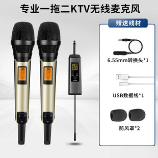Wireless Microphone U-segment One-to-two KTV Professional Home KTV Stage Performance Anti-sharing Noise Reduction Handheld Microphone
