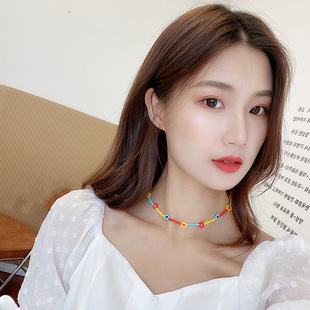 Instagram Style Summer Small Flower Necklace GlGl Same Style Short Clavicle Chain Collar Mori Daisy Necklace