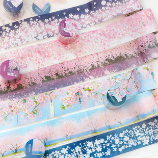 Way a cherry blossom and paper tape romantic girl heart cherry blossom hand account diy collage small pattern petal decoration