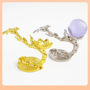 ✅Cross-border direct supply crystal ball base bergamot happy eyebrows top crystal stone bracket gifts wholesale ornaments crafts