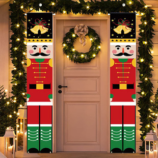 Cross-border Christmas Theme Knight Door Curtain Flag Nutcracker Soldier Decoration Christmas New Year Door-width Canyon