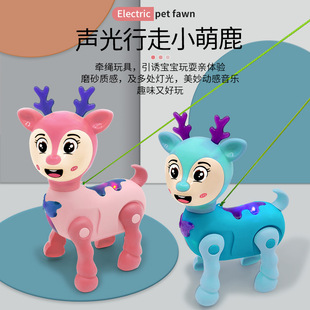 Электрические Pet олень девушка играть дом Игрушка веревка ходьба свет музыка Sika олень стойло питания производителей