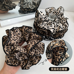 Oversized! Leopard-print large intestine hair ring Korean style 2024 new low ponytail hair rope high-grade hair accessories headdress