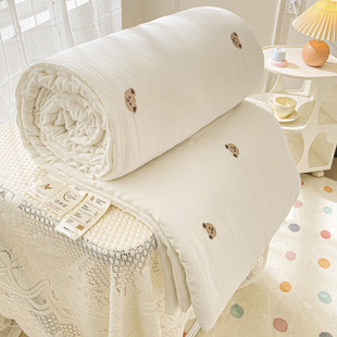 2024 new double-layer yarn embroidered soybean summer quilt summer quilt quilt quilt core single summer quilt bow