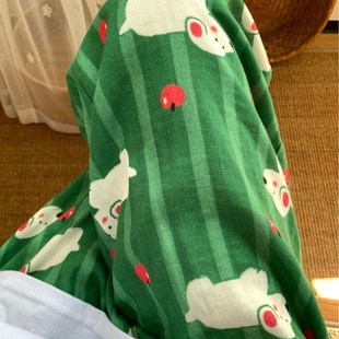 Cotton Double Gauze INS Style Korean Style Korean Style Cute Cartoon Printed Pajama Pants Loose Comfortable Home Pants
