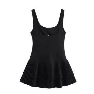 Europe and the United States cross-border short suspender skirt wholesale 2025 summer U-collar sleeveless pleated jumpsuit mini dress