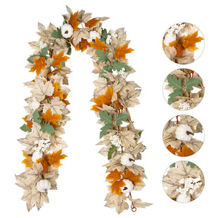 New Simulation Green Plant Rattan Thanksgiving Garment Garnish Halloween Pumpkin Maple Leaf Artificial Flower Simulation Maple Leaf Rattan