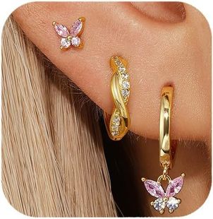 Cross-border Hot Pink Butterfly Earrings Niche Design High-end Twist Ear Buckle Cold Wind New Earrings Earrings