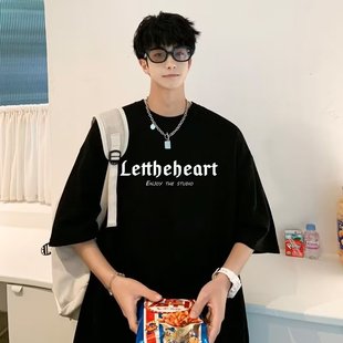 American Short-sleeved T-shirt Men's Summer Hong Kong Style Design Sense Niche Top Clothes Ins Fashion Brand Loose All-match Half-sleeved T-shirt