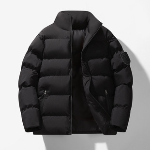 2023 new autumn and winter men's cotton-padded coat trendy cotton-padded coat men's thickened cotton-padded coat bread coat stand collar coat men's Cotton