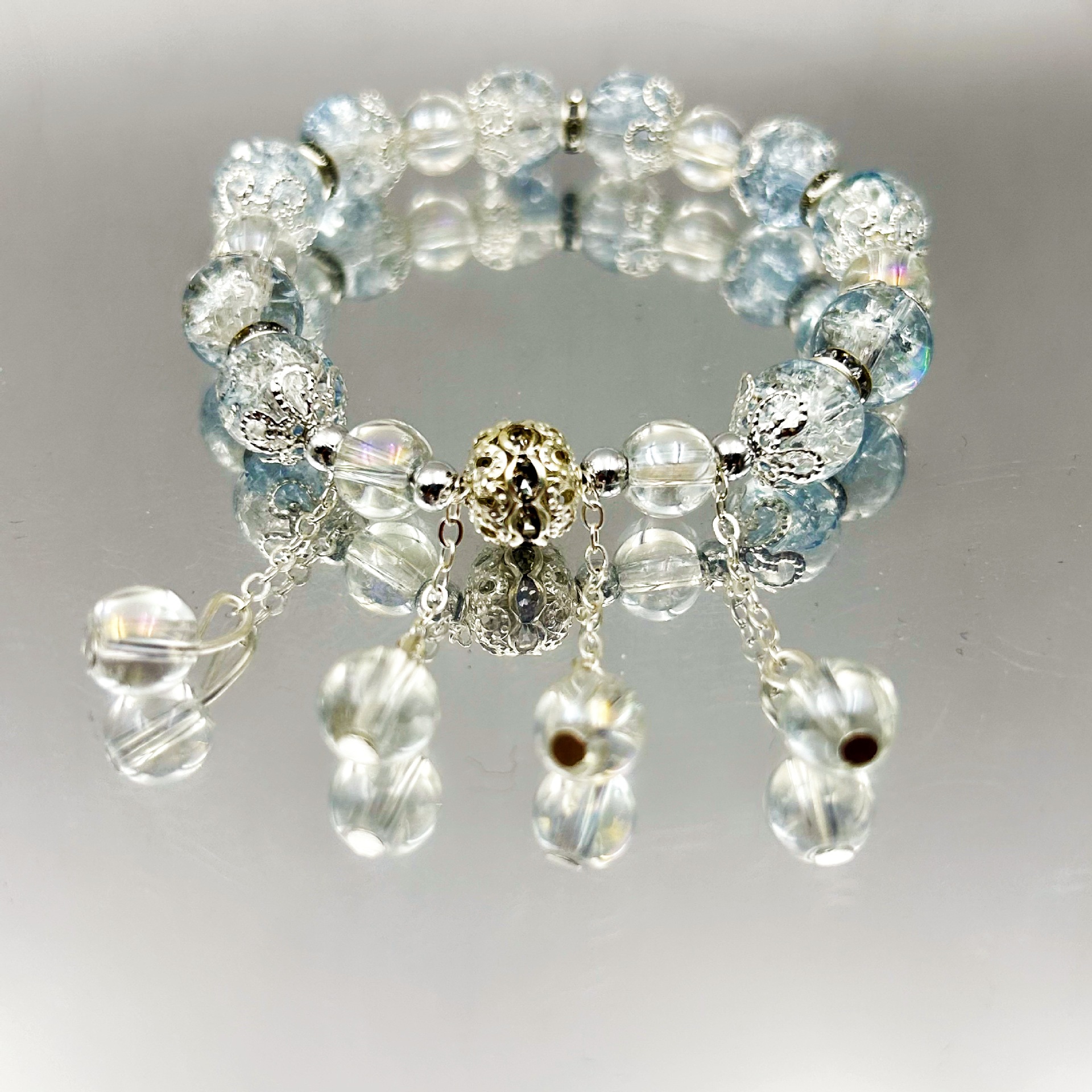 Fresh and Sweet Tassel Glass Bracelet, Aurora Glass Crystal Bracelet, Scenic Spot Stall Live Broadcast Cultural and Creative Jewelry