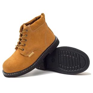 Labor protection shoes men's low-top suede cowhide lightweight safety construction site shoes anti-smashing puncture-proof steel toe cap work shoes