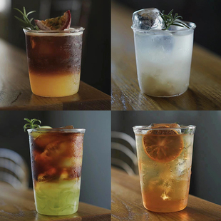 Casual Expanded Milk Tea Lemon Tea Cup Iced American Latte Coffee Cup Light and Cold-Resistant High Borosilicate Glass Cup