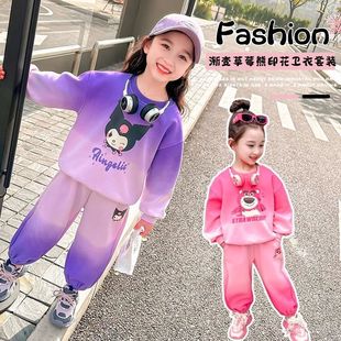 Girls' Autumn Clothes suit 2024 New Children's Spring and Autumn Western Style Loose Casual Sweatshirt Two-piece Set for Little Girls and Babies
