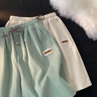 Summer Thin Ice Silk Casual All-match Shorts Men's Basketball Sports Five-point Swede Pants American Fashion Brand Loose