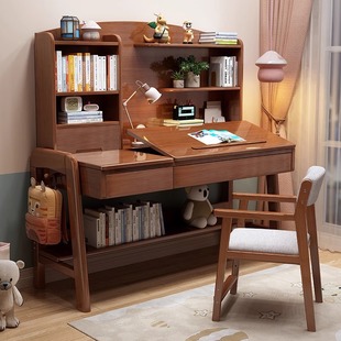 Solid Wood Desk Student's Home Children's Study Table Modern Simple Boy's Bedroom Writing Table and Chair suit Lifting Table