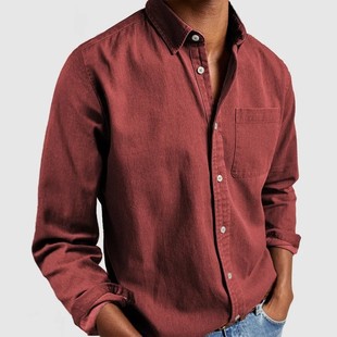 2025 cross-border foreign trade e-commerce new Amazon independent station men's shirt new long sleeve lapel men's shirt