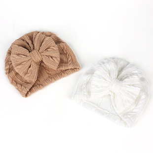 Baby hat spring and autumn newborn baby Princess cute baby girl fetal hat boneless bow hat hemp pattern
