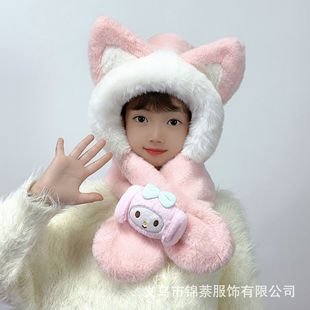 Winter warm children's hat scarf winter new super cute baby girl cartoon plush baby ear protection cap