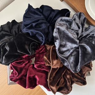 French Retro Velvet Super Large Intestine Hair Ring Temperament Lock Edge Autumn and Winter Lazy Feeling Ball Head Hair Flower Hair Rope Head Ring